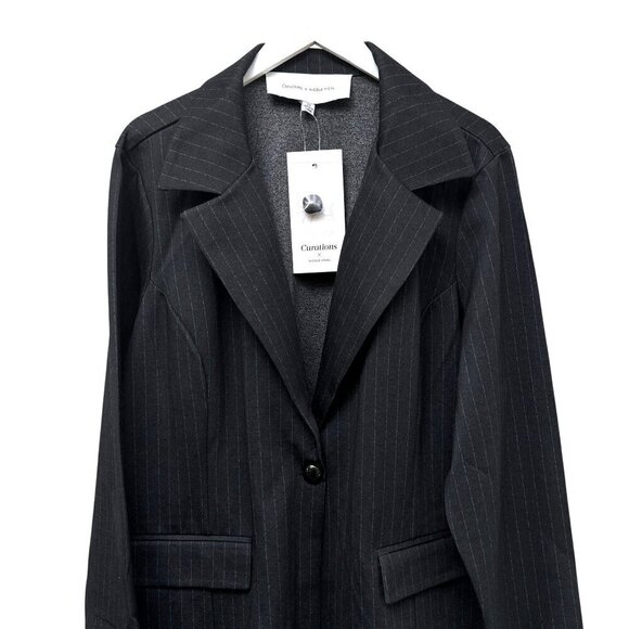 CURATIONS x Nicole Hickl Blazer Plus Size 2X Ponte Knit Black Pinstripe NWT - Picture 4 of 10